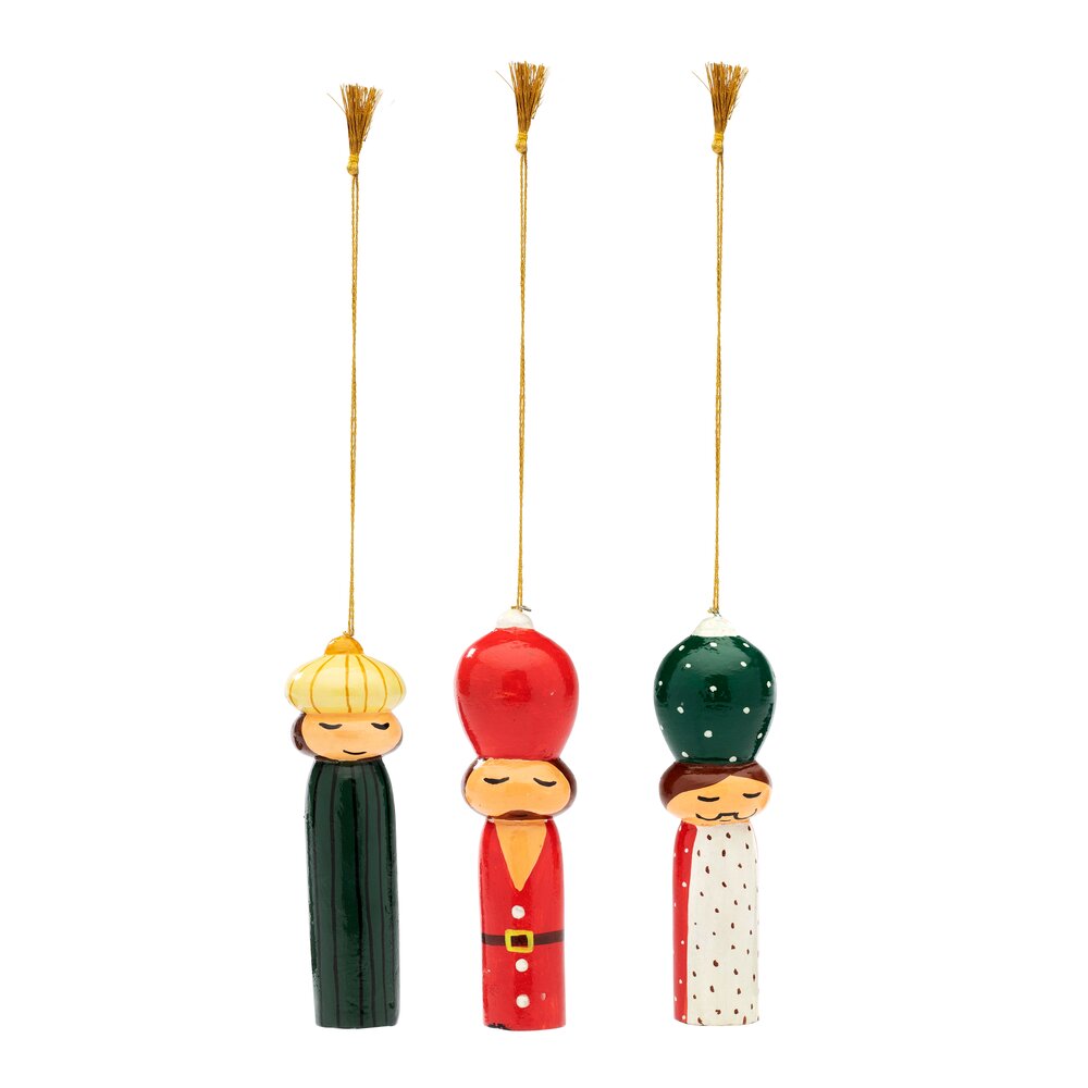 Håndmalet tre vise mænd juleophæng, multi - 3 stk.